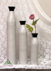 Bộ bình tre cuốn lộ vân màu trắng2